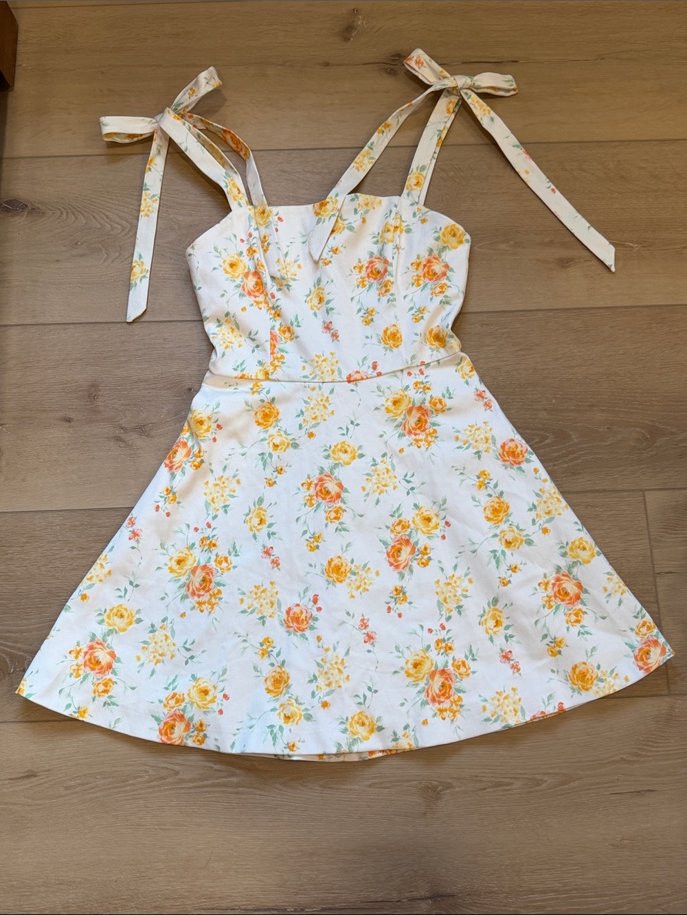 NWT Zara Cream Orange & Yellow Floral Cottagecore Mini Dress